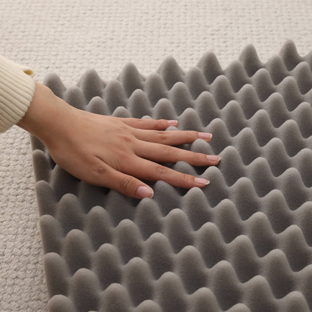 Testing orthopedic egg crate foam base of calming dog sofa bed, premium joint support for large senior dogs wholesale supply