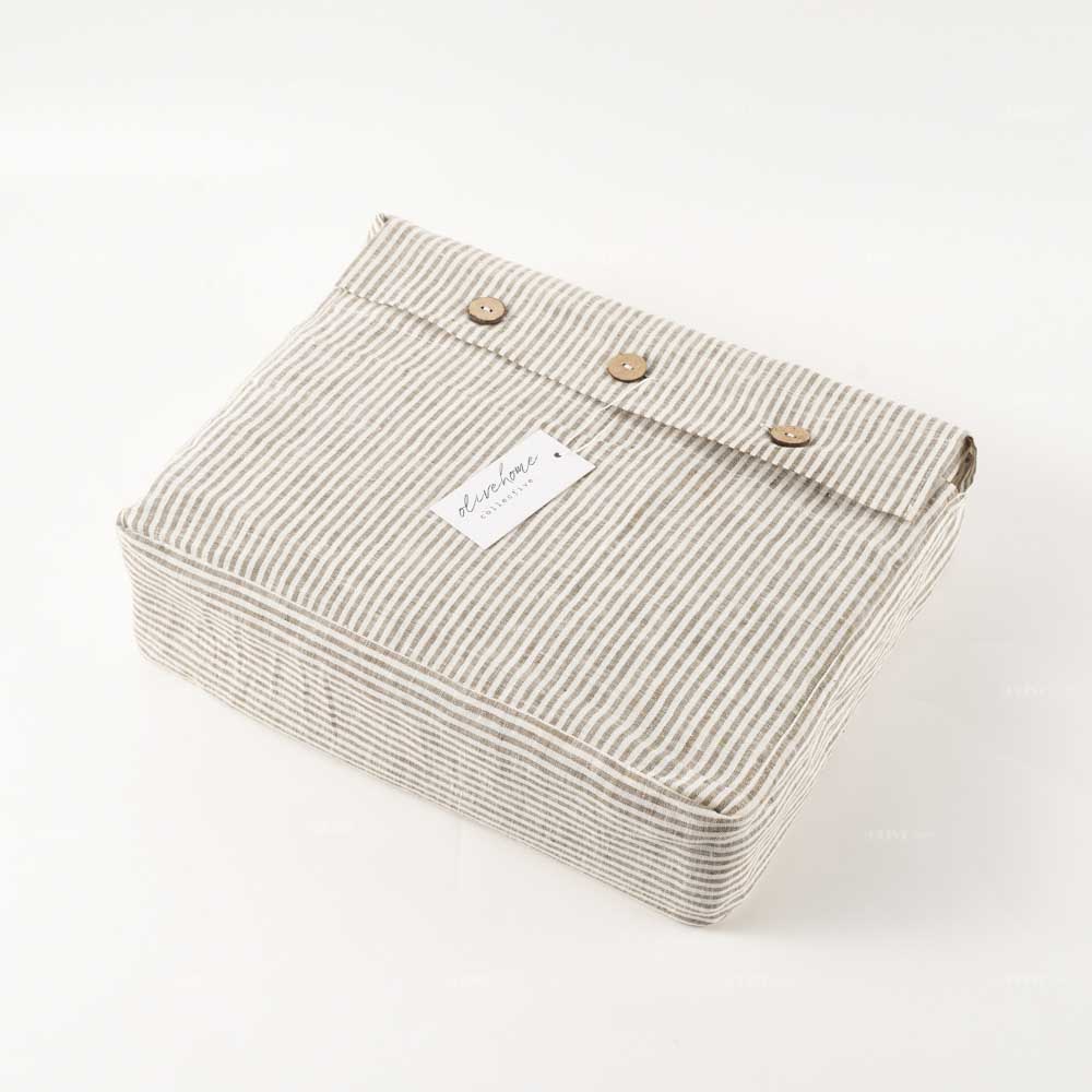 Eco-friendly fabric tote bag packaging for French flax linen duvet cover set, custom branding options for private label retailers.