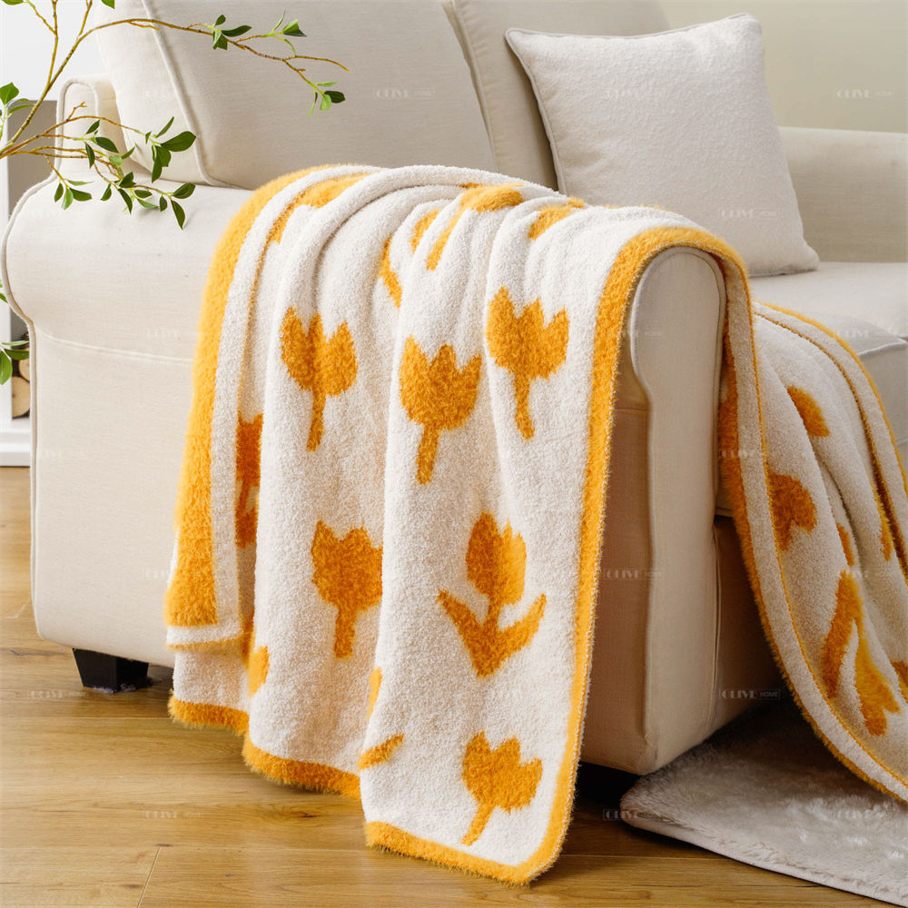 Jacquard Feather Knit Blanket 7