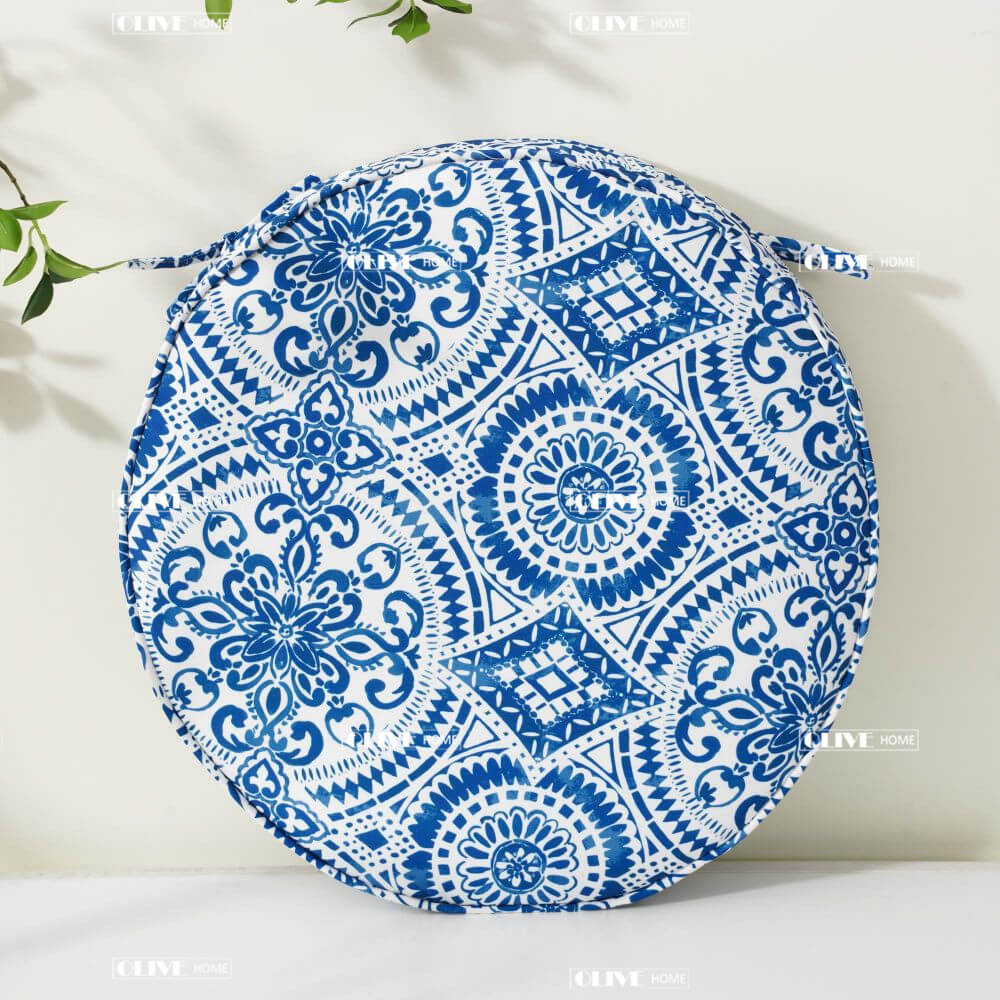 Printed Round Chair Cushions for Garden Patio Office