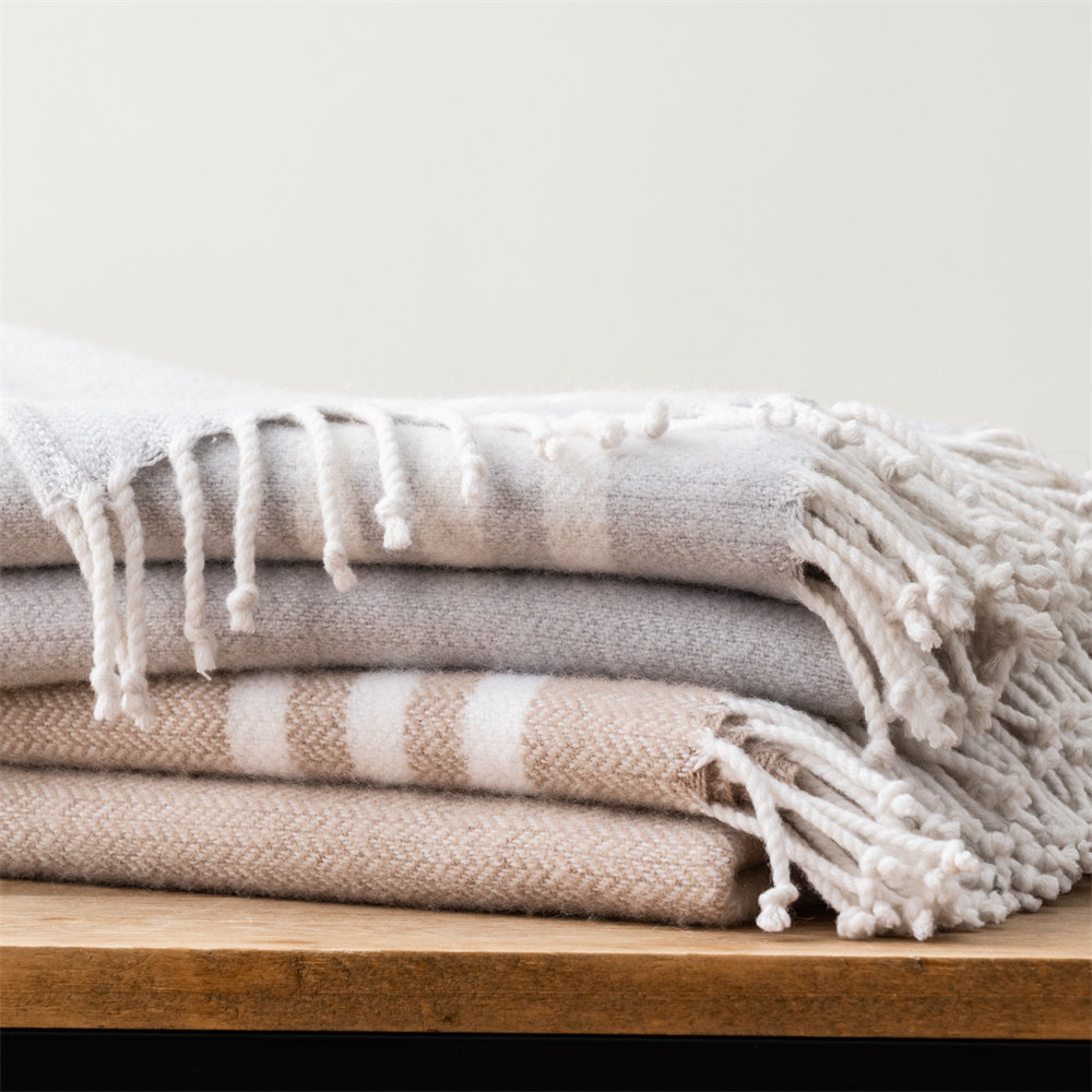 stripe herringbone wool blanket 2