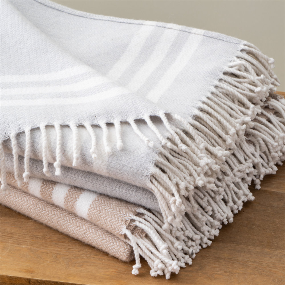 stripe herringbone wool blanket 3