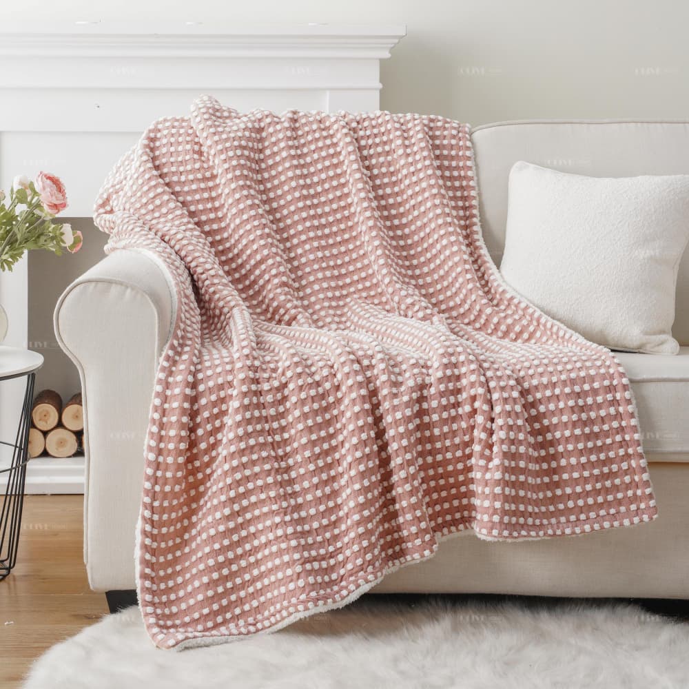 chenille woven blankets reverse to sherpa 5