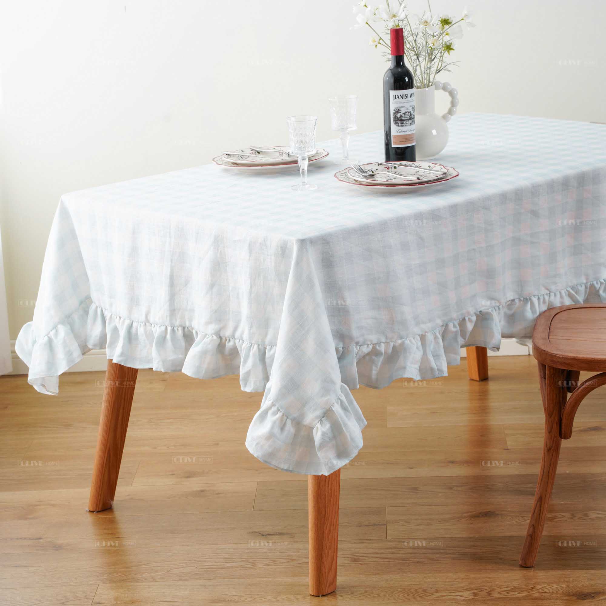 ruffled organic cotton tablecloth 2