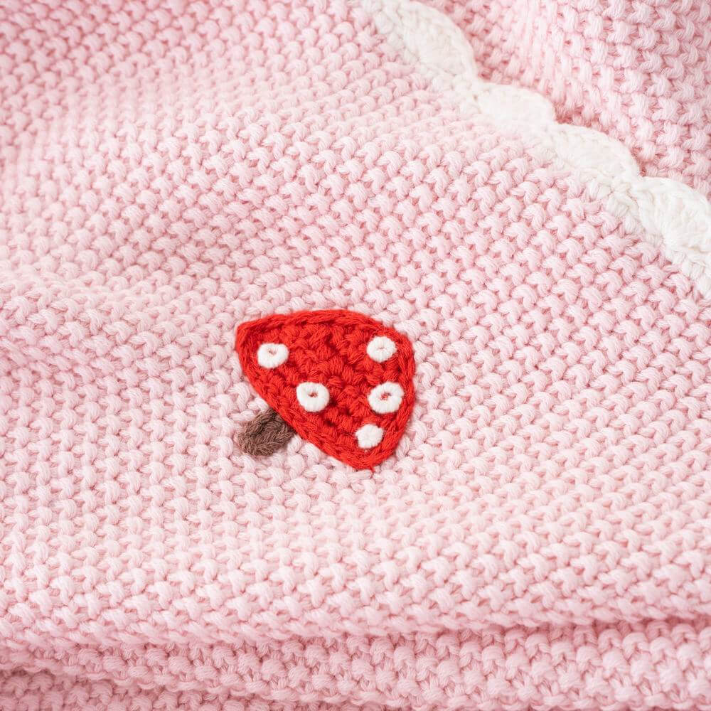 Cotton Knit Baby Blanket with Crochet Trim 2