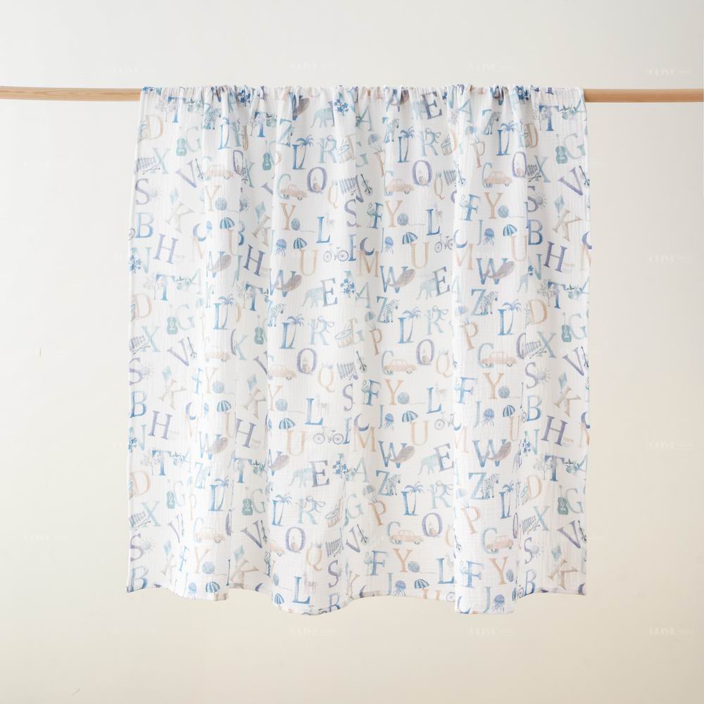 Crinkled Muslin Cotton Baby Blanket with Digital Print 10