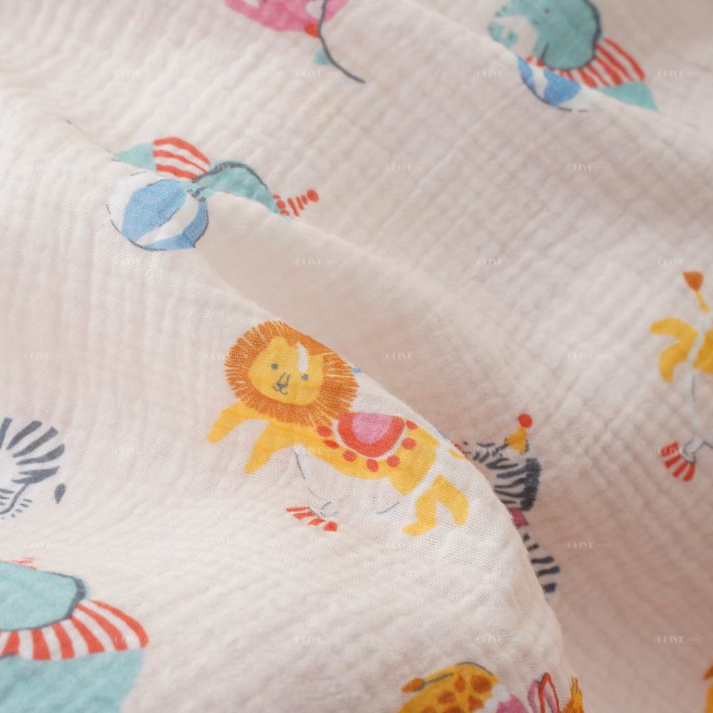 Crinkled Muslin Cotton Baby Blanket with Digital Print 3