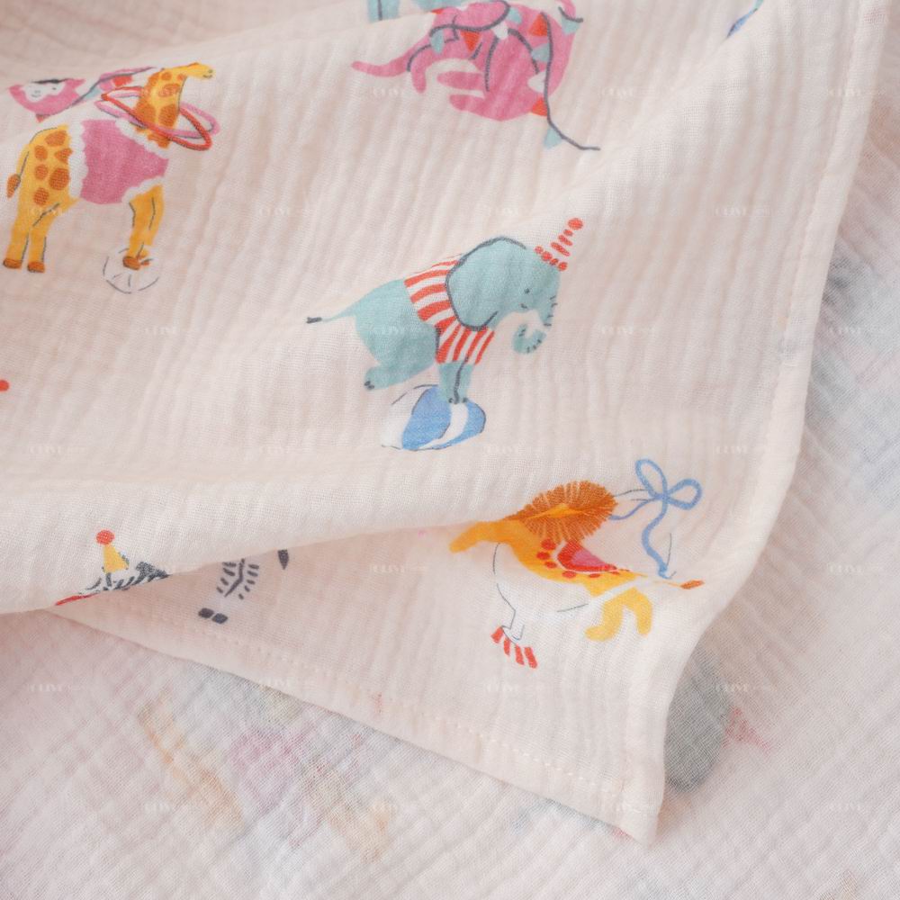 Crinkled Muslin Cotton Baby Blanket with Digital Print 4