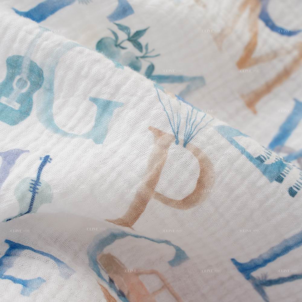 Crinkled Muslin Cotton Baby Blanket with Digital Print 8