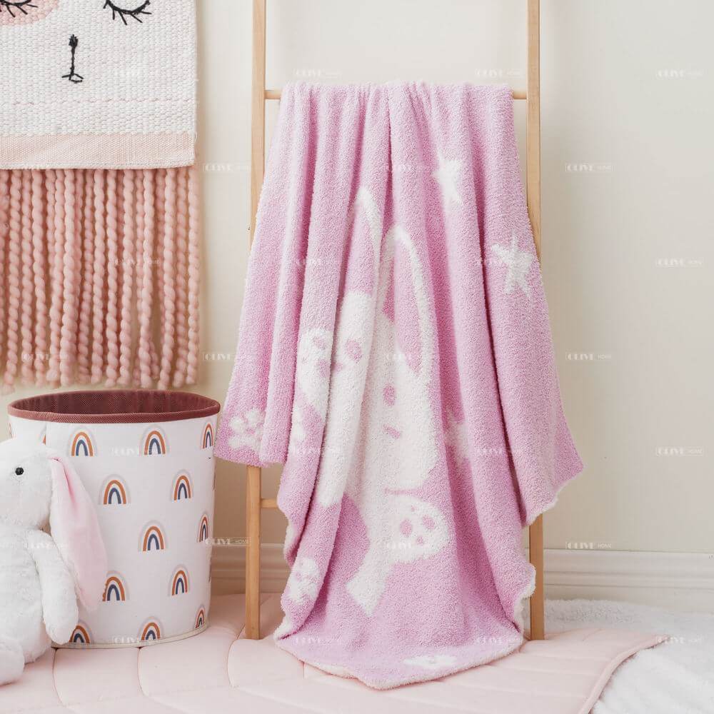 Cute Jacquard Bunny Microfiber Baby Blanket 7