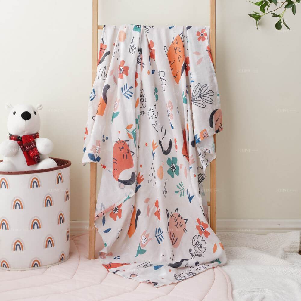 Digital Printed Muslin BambooCotton Blended Baby Blanket 11
