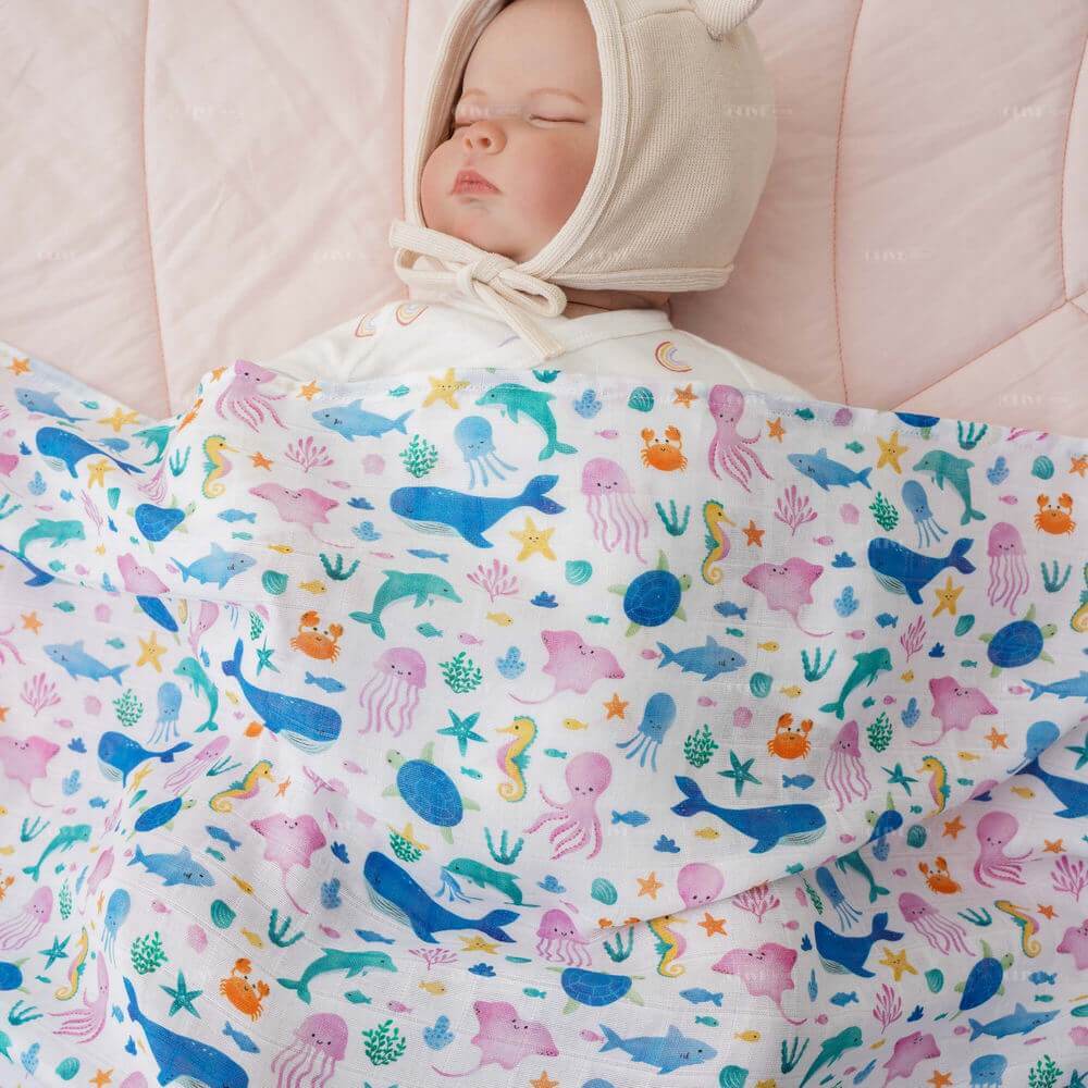 Digital Printed Muslin BambooCotton Blended Baby Blanket 3