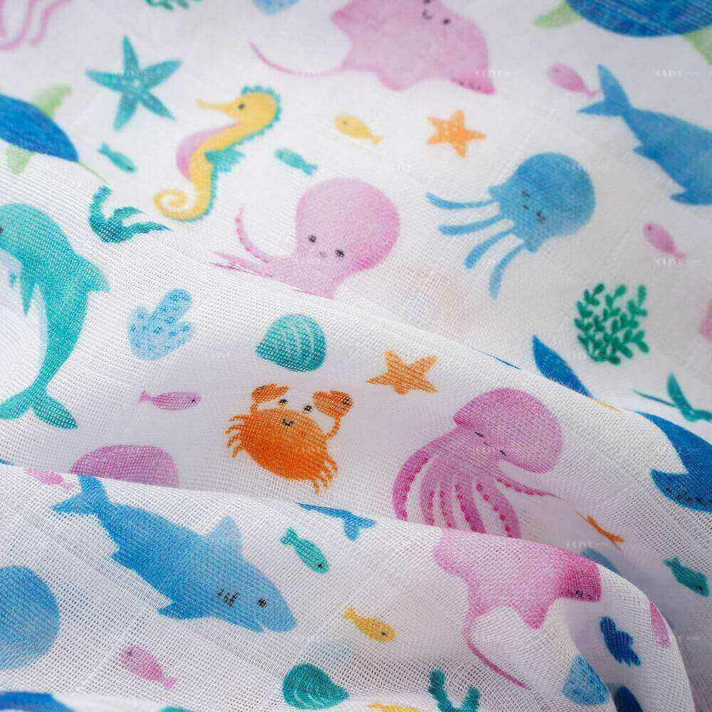Digital Printed Muslin BambooCotton Blended Baby Blanket 4