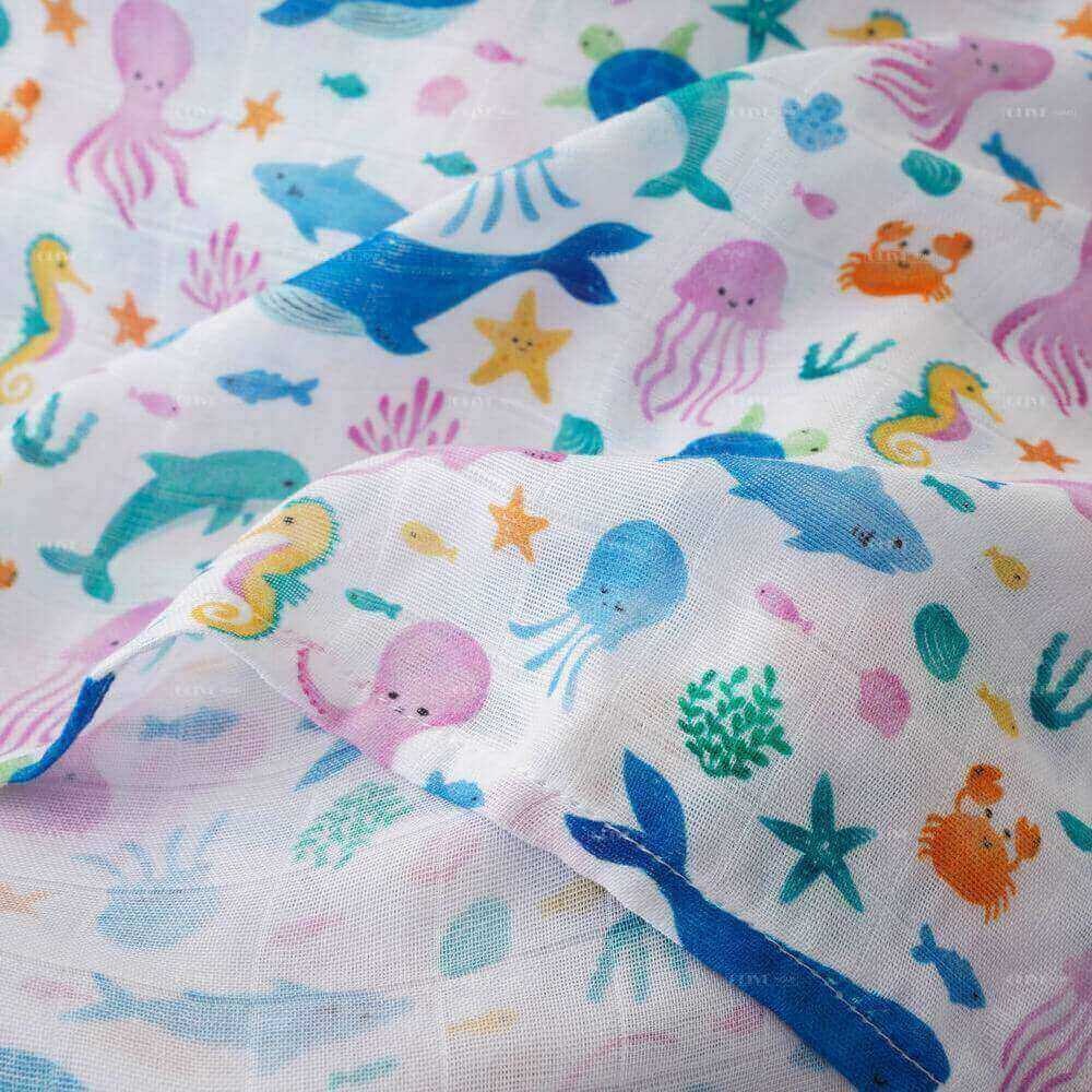 Digital Printed Muslin BambooCotton Blended Baby Blanket 5