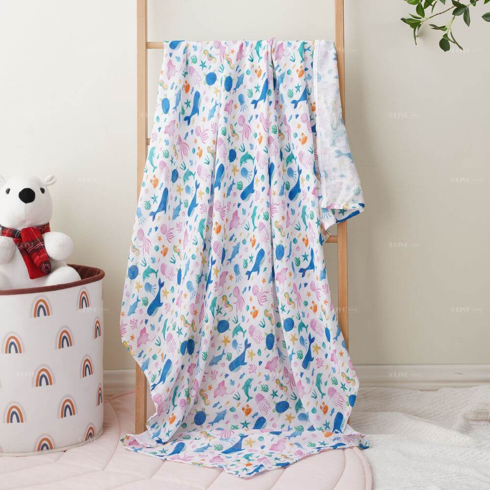 Digital Printed Muslin BambooCotton Blended Baby Blanket 6