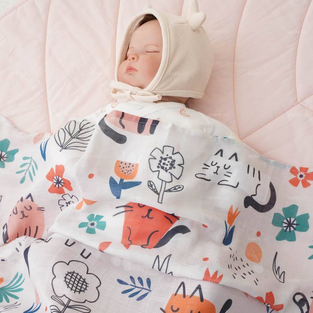 Digital Printed Muslin BambooCotton Blended Baby Blanket 8