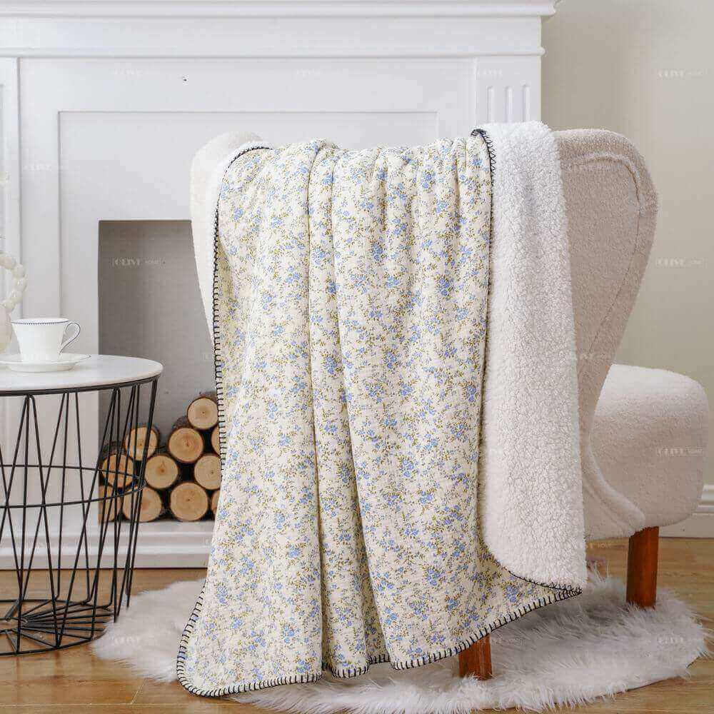 Digital Printed Muslin Blanket with Sherpa Backing 12