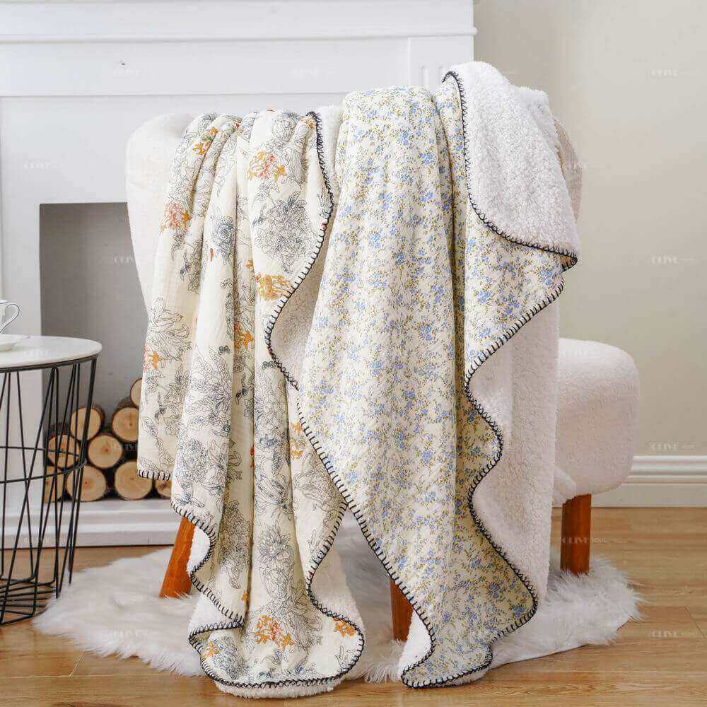 Digital Printed Muslin Blanket with Sherpa Backing 18