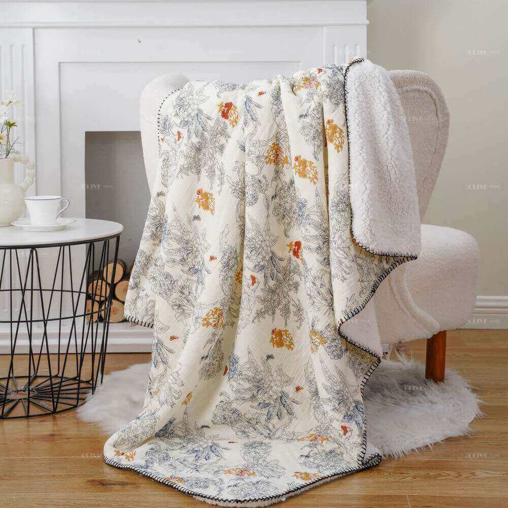 Digital Printed Muslin Blanket with Sherpa Backing 4