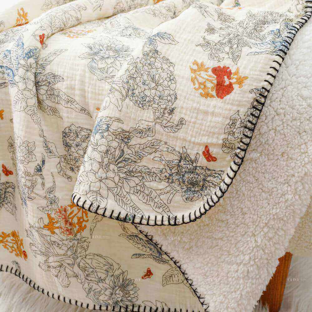 Digital Printed Muslin Blanket with Sherpa Backing 6