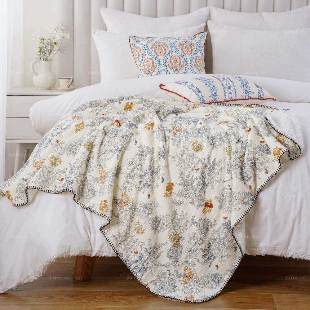 Digital Printed Muslin Blanket with Sherpa Backing 8