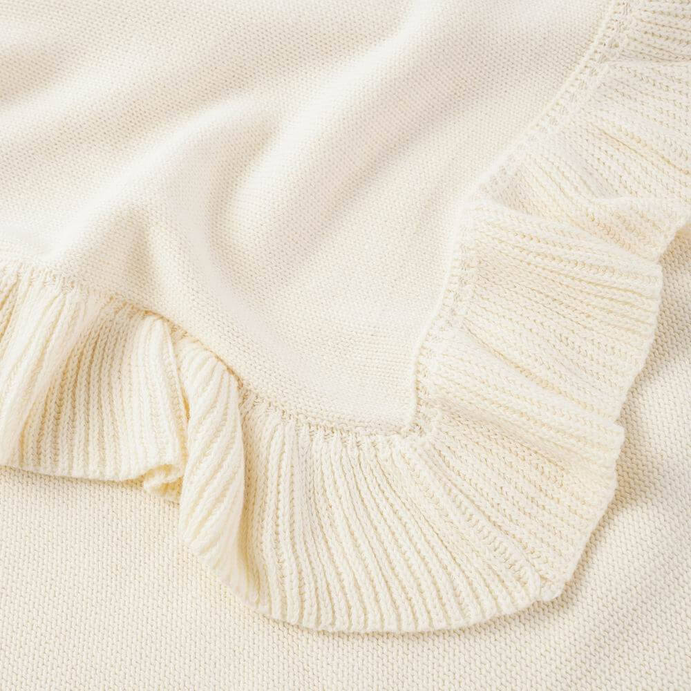 Gentle Cotton Knitted Baby Blanket with Ruffles 3