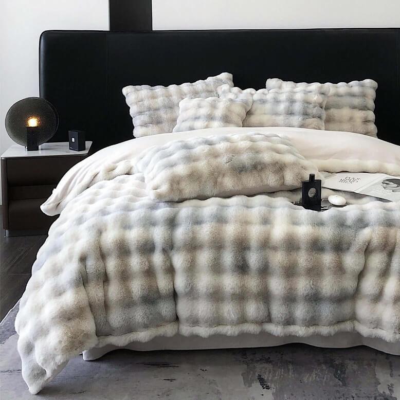 Weighted Faux Rabbit Fur Bedding Set 91