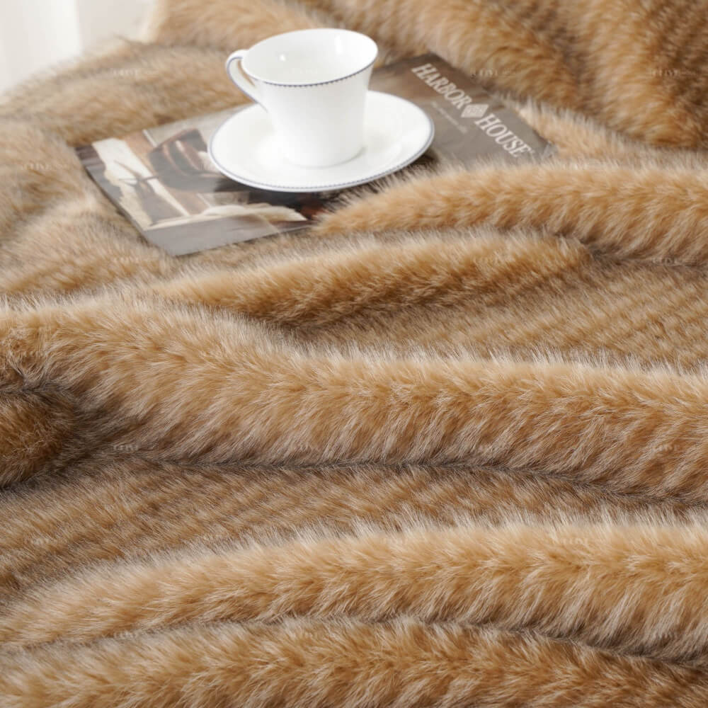 Low moq jacquard faux fur blanket 7