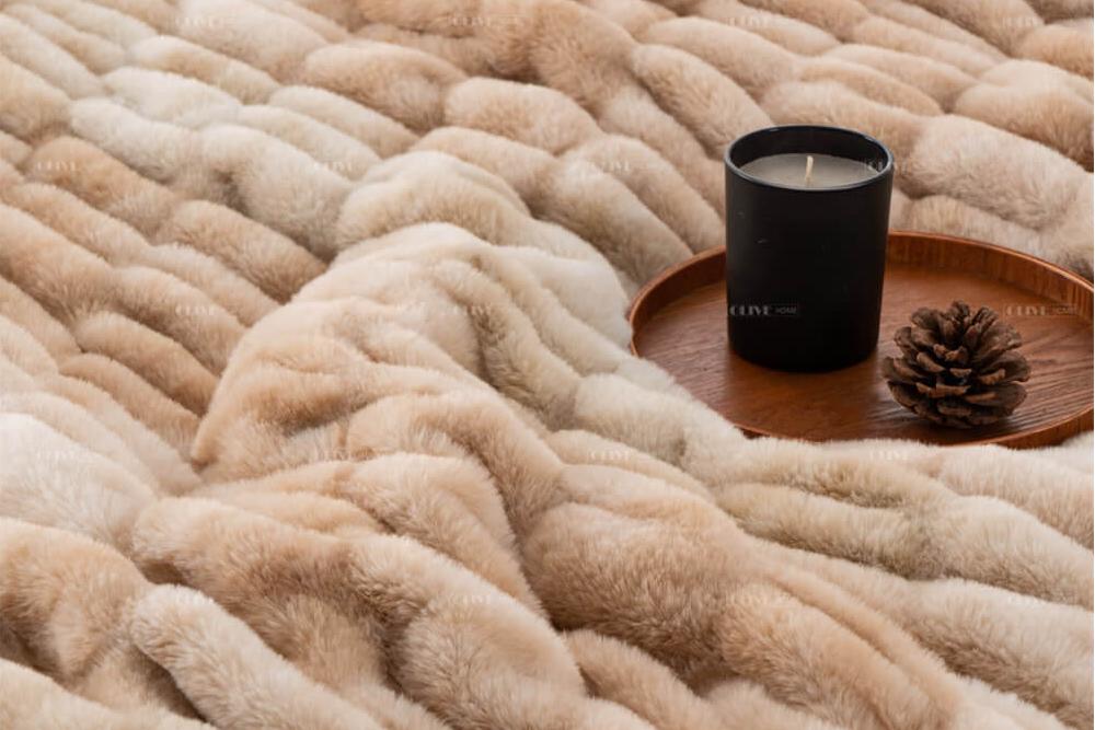 Tie Dye Ruched Faux Fur Blanket 4 1