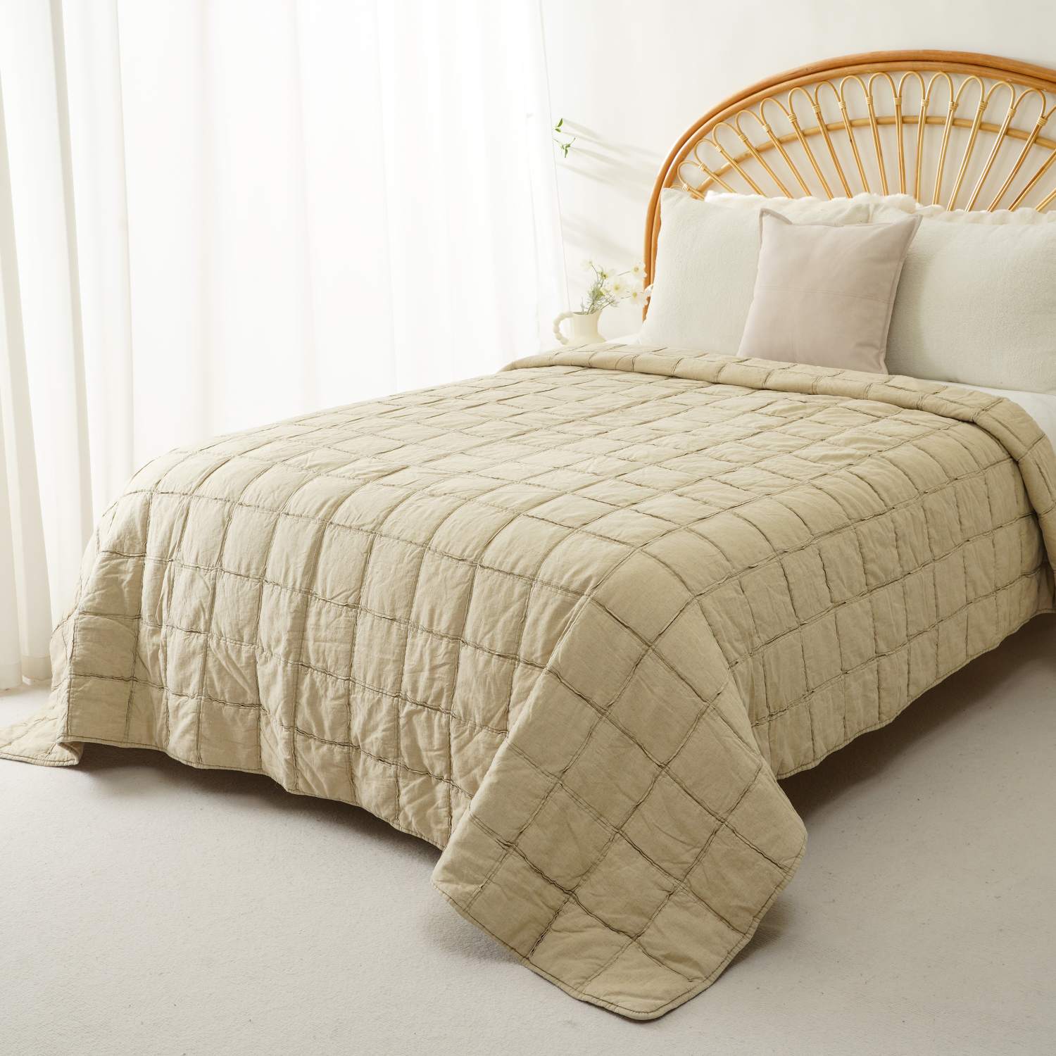 Cotton Linen Quilted Bedspread 5