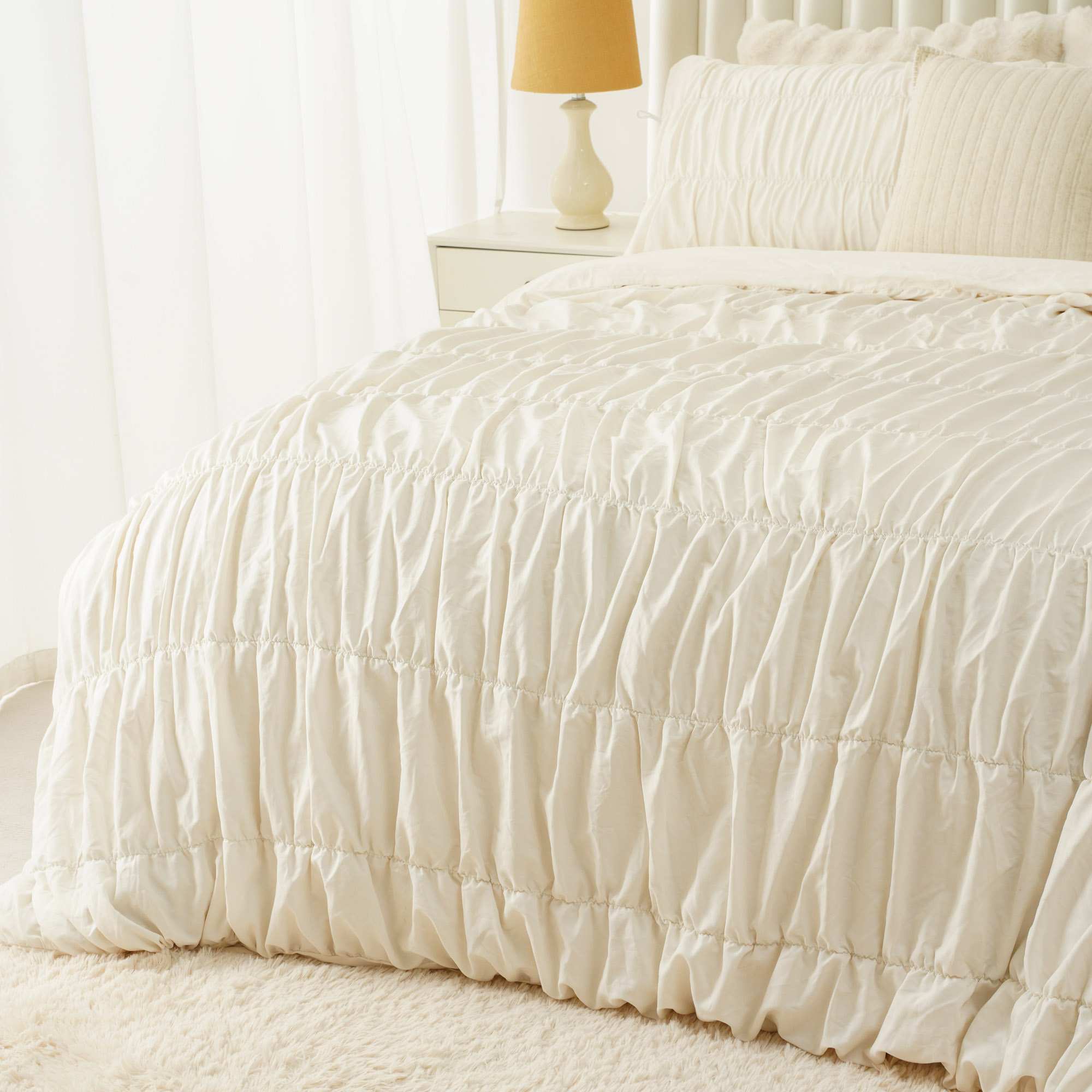 Cotton Ruched Bedding Duevt Set 3 Cotton Ruched Bedding Duevt Set 3