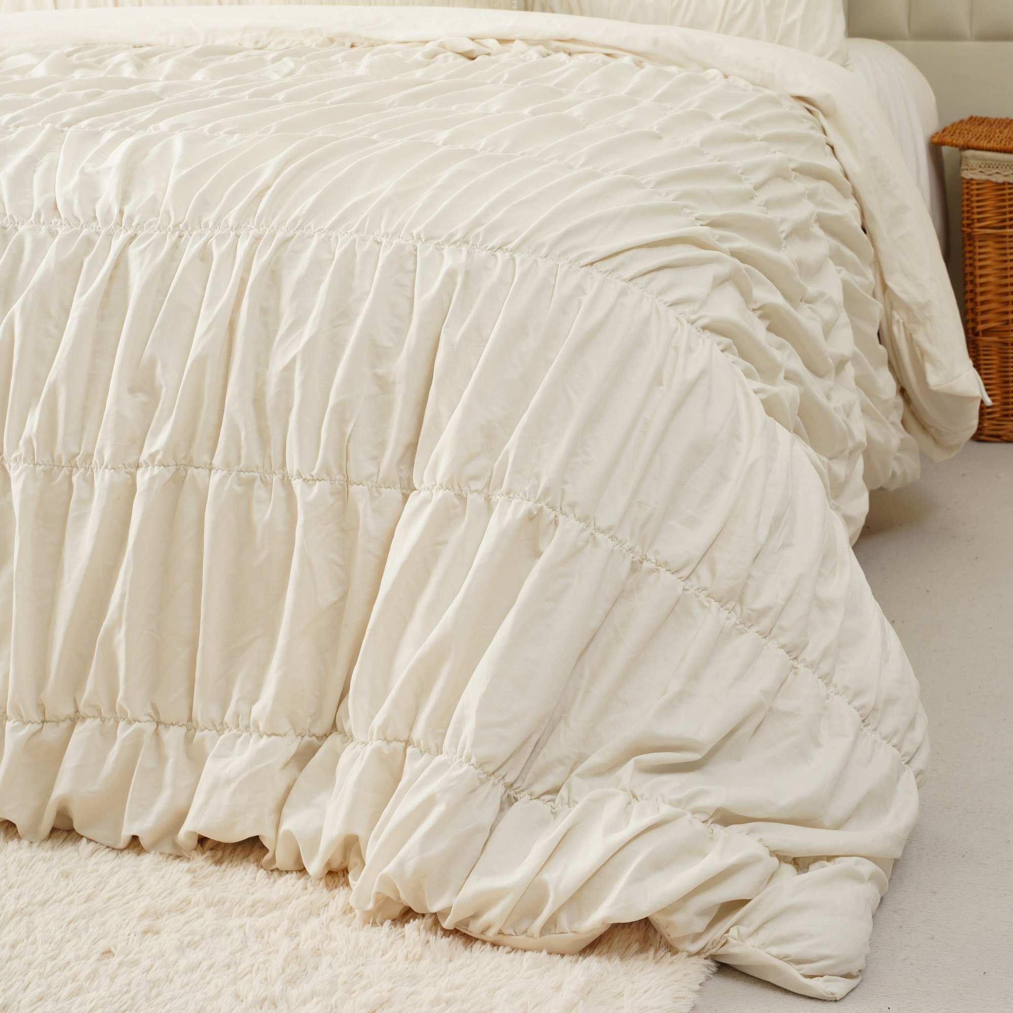 Cotton Ruched Bedding Duevt Set 4 Cotton Ruched Bedding Duevt Set 4