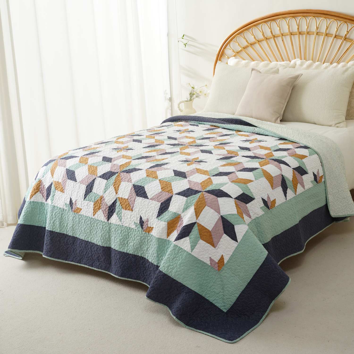 Patchwork Cotton Quilted Bedspread 4